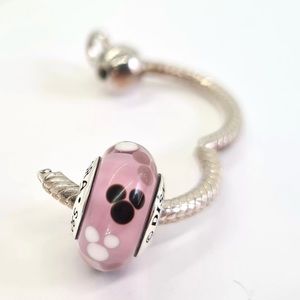 Pandora Disney Mickey Mouse Pink Murano Glass